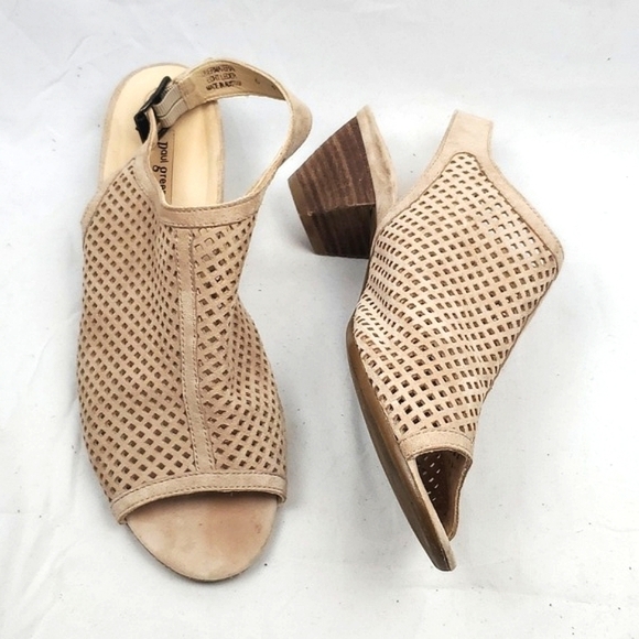 Paul‎ Green Lois Tan Suede Peep Toe Slingback Heeled Sandal - Picture 1 of 8